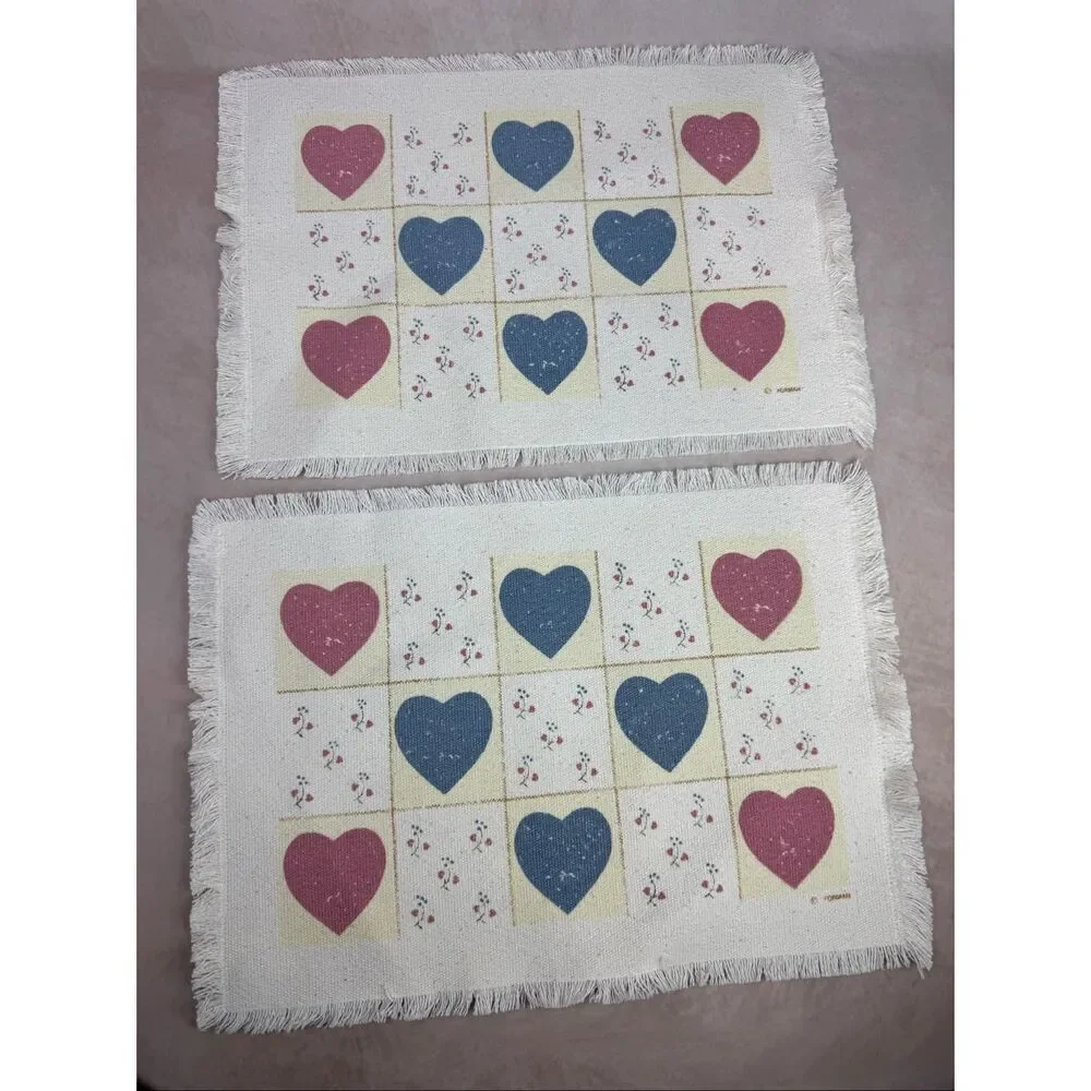 Vintage Cottagecore Heart Placemats Set of 2